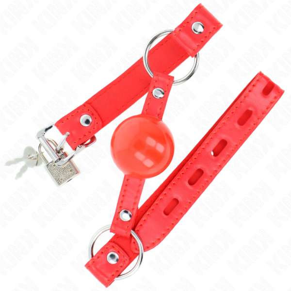 img_189690_716e25e9d9d83e6b1aab3a7c6920bedd_1.png KINK - MORDAZA DE BOLA 4 CM TPE CON CANDADO ROJO 60 x 2 CM