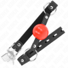 img_189699_2f86f99d8f9e43192ab6db7272c9dec5_1.png KINK - MORDAZA DE BOLA 4 CM CON CANDADO BOLA ROJA CORREA NEGRA 60 x 2 CM
