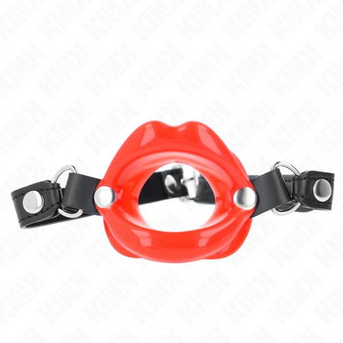 img_189742_cc05e6f68508c056cdf4b9f19c364dd9_1.png KINK - MORDAZA LABIAL 8 CM CON CORREA DE POLIPIEL ROJO 63 x 2 CM AJUSTABLE 39-58 CM