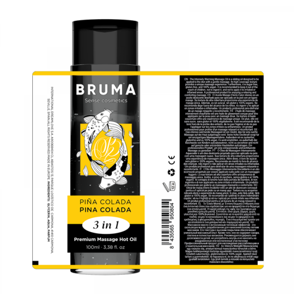 img_190094_cb375530ea830757fc02957291a39121_1.png BRUMA - ACEITE DE MASAJE PREMIUM EFECTO CALOR SABOR PIÑA COLADA 3 EN 1 - 100 ML