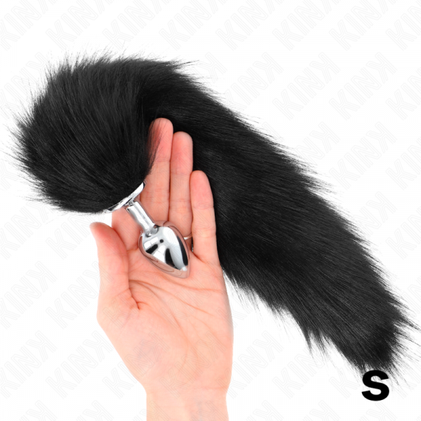 img_190196_8d16faa74403975edf6c9c53a75b4f36_1.png KINK - PLUG ANAL TALLA S 7 X 3 CM CON COLA SINTÉTICA 40 CM NEGRO