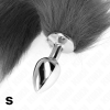 img_190213_f4dfe707127bdc786a24d80a57aed2e4_1.png KINK - PLUG ANAL TALLA S 7 X 3 CM CON COLA SINTÉTICA 40 CM PLATEADO Y BLANCO