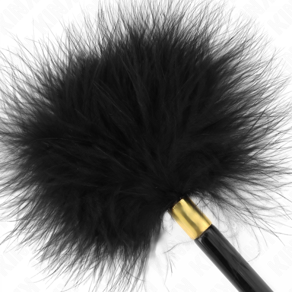 img_190221_32ff86485e0f3cf57b9ce7ab30c09c2d_1.png KINK - PLUMAS PARA COSQUILLAS METAL DORADO NEGRA 18 CM