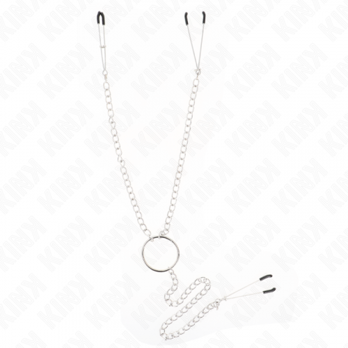 img_190258_71fa22c51487dcef91bf75da9031a57e_1.png KINK - PINZAS PARA PEZONES Y CLÍTORIS CON CADENA 30 CM MODELO 1