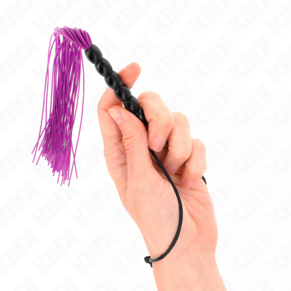 img_190295_54588b5aff35f96d3c09681e7aaeb15d_1.png KINK - MINI LÁTIGO DE SILICONA CON AGARRE 6 BOLAS MORADO 26 CM