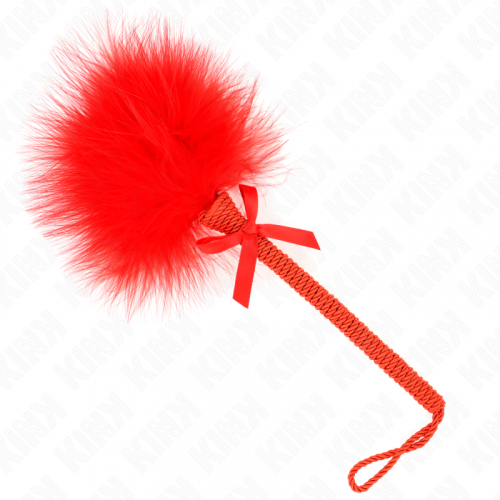 img_190438_00b42529e618f0479006ab8e9698610a_1.png KINK - MASAJEADOR DE CUERDA DE NAILON CON PLUMAS PARA COSQUILLAS Y LAZO ROJO 25 CM