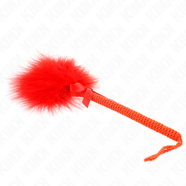 img_190439_542e830c66692ba0f9d94e5ea0c82a60_1.png KINK - MASAJEADOR DE CUERDA DE NAILON CON PLUMAS PARA COSQUILLAS Y LAZO ROJO 25 CM