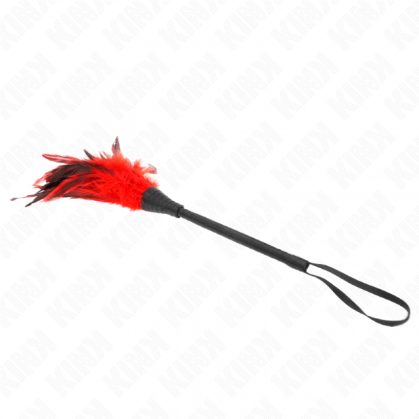 img_190442_f87c1a80160ddc4334300bc4b6c02b85_1.png KINK - PLUMAS DE POLLO PARA COSQUILLAS CON FORMA CUERNO DE CRIADA ROJO 36 CM