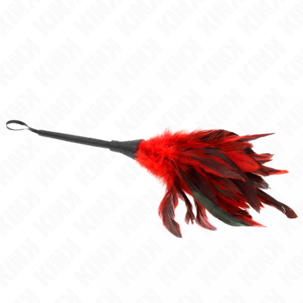 img_190444_5b530fa050d7e867920341303deeb4d1_1.png KINK - PLUMAS DE POLLO PARA COSQUILLAS CON FORMA CUERNO DE CRIADA ROJO 36 CM