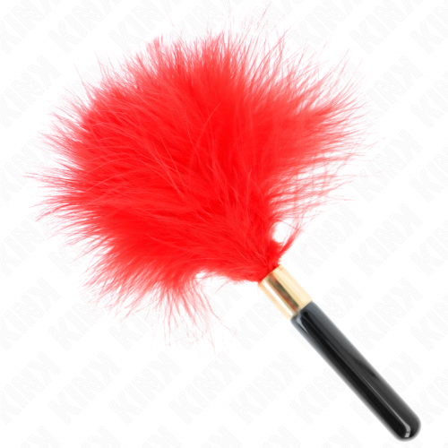 img_190448_7a709f2fae63ca85e64bb9e1b82607c7_1.png KINK - PLUMAS PARA COSQUILLAS METAL DORADO ROJO 18 CM