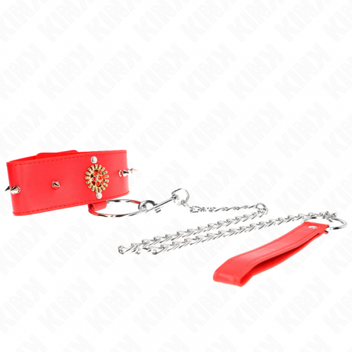 img_190813_dc9894e589999ab25aad4a56f9ab53db_1.png KINK - COLLAR CON CORREA 65 CM CUELLO DE DIAMANTES ROJO AJUSTABLE 35-51 CM X 7 CM