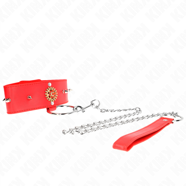 img_190813_dc9894e589999ab25aad4a56f9ab53db_1.png KINK - COLLAR CON CORREA 65 CM CUELLO DE DIAMANTES ROJO AJUSTABLE 35-51 CM X 7 CM