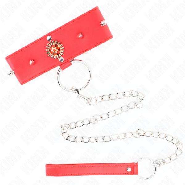 img_190816_4a7f10ae9aa465b1ae7a35b35364c480_1.png KINK - COLLAR CON CORREA 65 CM CUELLO DE DIAMANTES ROJO AJUSTABLE 35-51 CM X 7 CM