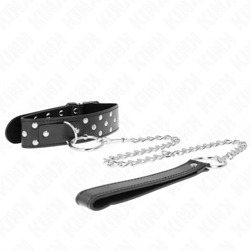 img_190843_d696a70fb460b0bb6e91fddfa3162ac1_1.png KINK - COLLAR CON CORREA 65 CM REMACHE ANILLA NEGRO AJUSTABLE 36-50 CM X 3.8 CM