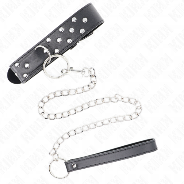 img_190844_2d1fea1ef497a60a438d0c2d16233b39_1.png KINK - COLLAR CON CORREA 65 CM REMACHE ANILLA NEGRO AJUSTABLE 36-50 CM X 3.8 CM