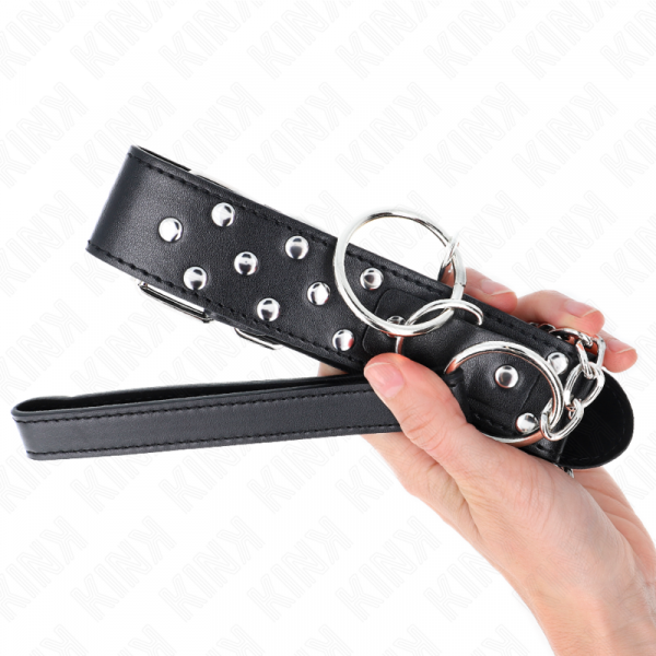 img_190845_1ea181bd1aac7209ecf805fd5bc1826c_1.png KINK - COLLAR CON CORREA 65 CM REMACHE ANILLA NEGRO AJUSTABLE 36-50 CM X 3.8 CM