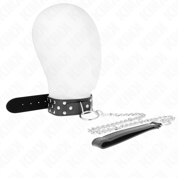 img_190846_90fa93501dc574666977fe3066548971_1.png KINK - COLLAR CON CORREA 65 CM REMACHE ANILLA NEGRO AJUSTABLE 36-50 CM X 3.8 CM