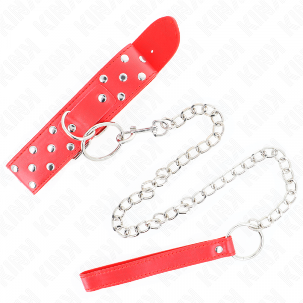 img_190849_01f9e4dd3ab3519cb309c926d8d53f3b_1.png KINK - COLLAR CON CORREA 65 CM REMACHE ANILLA ROJO AJUSTABLE 36-50 CM X 3.8 CM