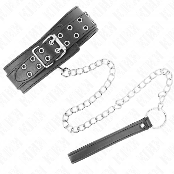 img_190853_34c734dff91a1aa62d1b4c6679bea697_1.png KINK - COLLAR CON CORREA 65 CM HEBILLAS PLATEADAS AJUSTABLE 33-46 CM X 5.5 CM