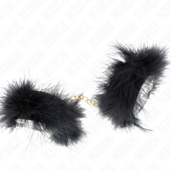 img_191368_75a900dccab70134cbcb0cfadf35f7af_1.png KINK - ESPOSAS DE PLUMAS NEGRO CON CADENA DORADA MODELO 2