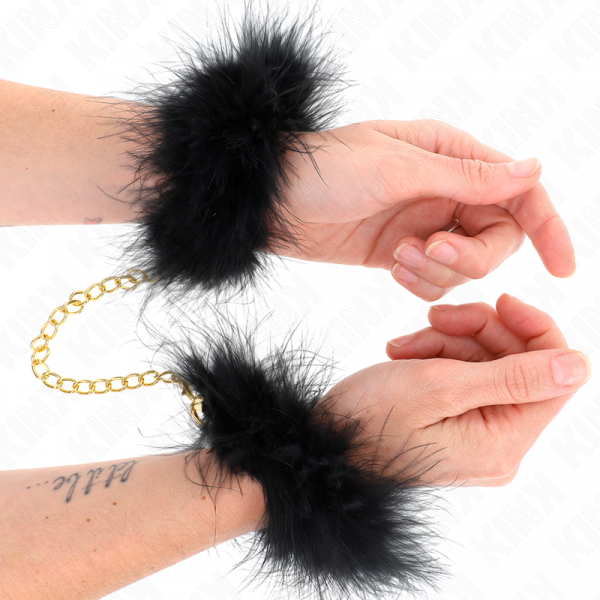 img_191369_abec2fafde7b6d0e39a62f18dc80cb64_1.png KINK - ESPOSAS DE PLUMAS NEGRO CON CADENA DORADA MODELO 2