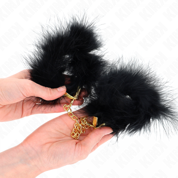 img_191370_4b7de4bc6ec5cc12d9420c0c5bd39e93_1.png KINK - ESPOSAS DE PLUMAS NEGRO CON CADENA DORADA MODELO 2
