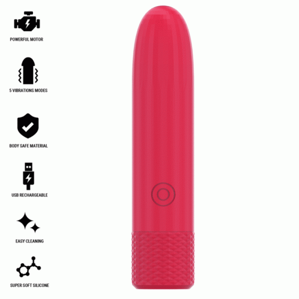 img_191957_a0391deadb9076683d5216790639877c_1.gif INTENSE - SYMONE BALA VIBRADORA RECARGABLE POR USB 8 VIBRACIONES ROJO 10 X 2.2 CM