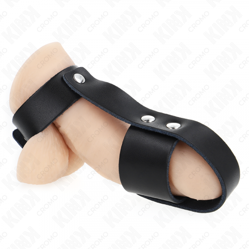 img_192912_2b25814aeeec2e64e90b0743db85cc37_1.png KINK - ANILLO JAULA PENE CUERO CON DIVISOR DE BOLAS AJUSTABLE