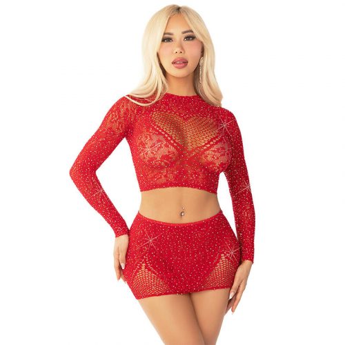 img_193021_9a98bc042db434458d3b2b115bf617ad_1.jpg LEG AVENUE - TOP + FALDA DE REJILLA CON BRILLANTES ROJO