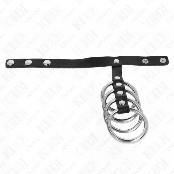 img_193411_15d736334835c0382d5c189a20c8a931_1.png KINK - 4 ANILLOS PENE METAL 3.8 CM CONECTADOS CON CORREA DE CUERO 22 X 1.5 CM Y CIERRE A PRESIÓN