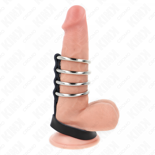 img_193413_3d97c742586f11a0c4020e204d84da58_1.png KINK - 4 ANILLOS PENE METAL 3.8 CM CONECTADOS CON CORREA DE CUERO 22 X 1.5 CM Y CIERRE A PRESIÓN