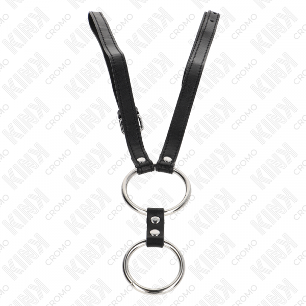 KINK - ANILLO PENE DOBLE METAL 3.8 CM A 5 CM CON CINTURÓN DE POLIPIEL 112 CM