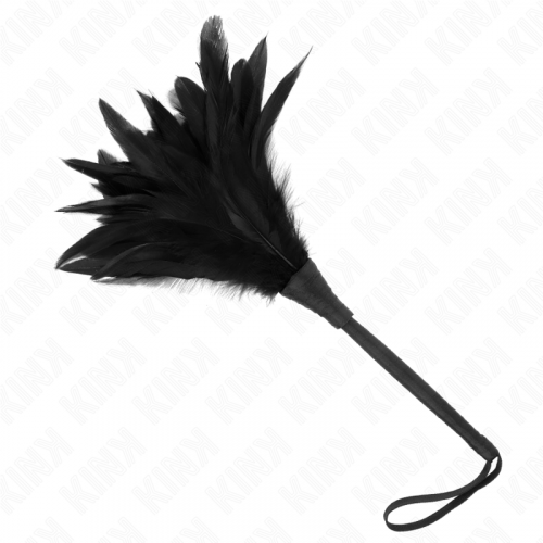 img_194123_95158e51d2b499ec0f217a8536828253_1.png KINK - PLUMAS DE POLLO PARA COSQUILLAS CON FORMA CUERNO DE CRIADA NEGRO 36 CM