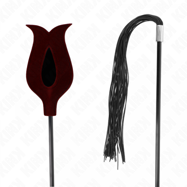 img_194131_7a544149010cdb2434bfdc49ff66f22c_1.png KINK - LÁTIGO DE BORLA DE SILICONA CON FORMA DE ROSA 45 CM