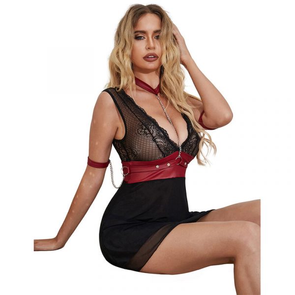img_195097_f53051a922e54609aa0c04b32f07252d_1.jpg SUBBLIME - 954420 VESTIDO BONDAGE DE ENCAJE NEGRO S/M