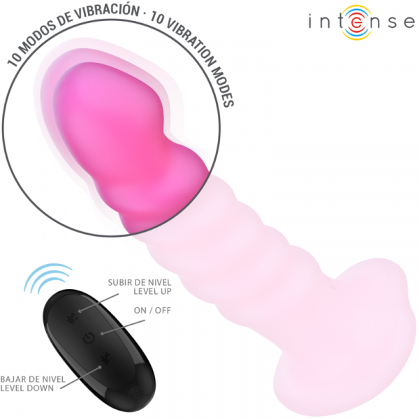 img_195453_83933744205523c2af27610d3f54645a_1.png INTENSE - CINDY VIBRADOR TALLA L DISEÑO EN ESPIRAL 10 VIBRACIONES ROSA CONTROL REMOTO
