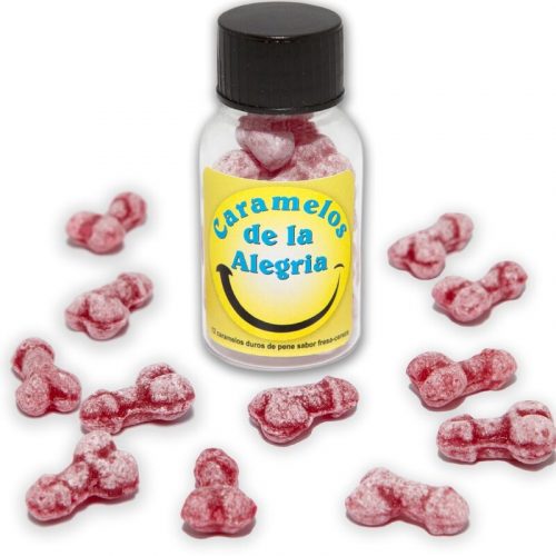 img_196605_bf56148e2896ae719af1c8c003b0428c_1.jpg DIABLO PICANTE - 12 CARAMELOS DE LA ALEGRÍA FORMA PENE FRESA/CEREZA