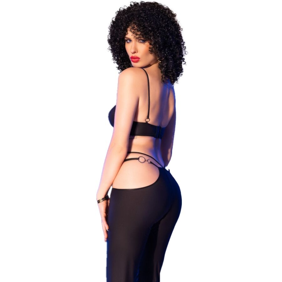 img_201472_b9d584c947874f97c4e3c7a7e8559976_1.jpg CHILIROSE - CR 4851 SET TOP NEGRO Y LEGGINS CON COMPLEMENTOS DORADOS