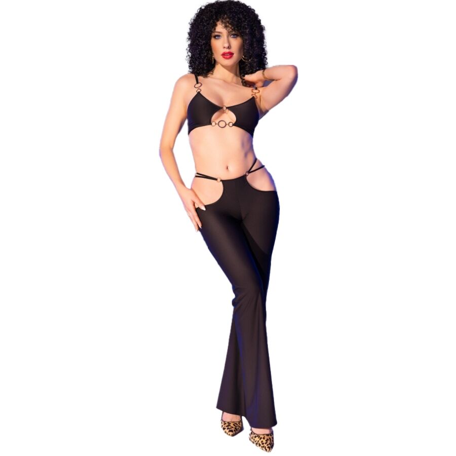 img_201479_c06e499491a40353126b4803b0b2c816_1.jpg CHILIROSE - CR 4851 SET TOP NEGRO Y LEGGINS CON COMPLEMENTOS DORADOS