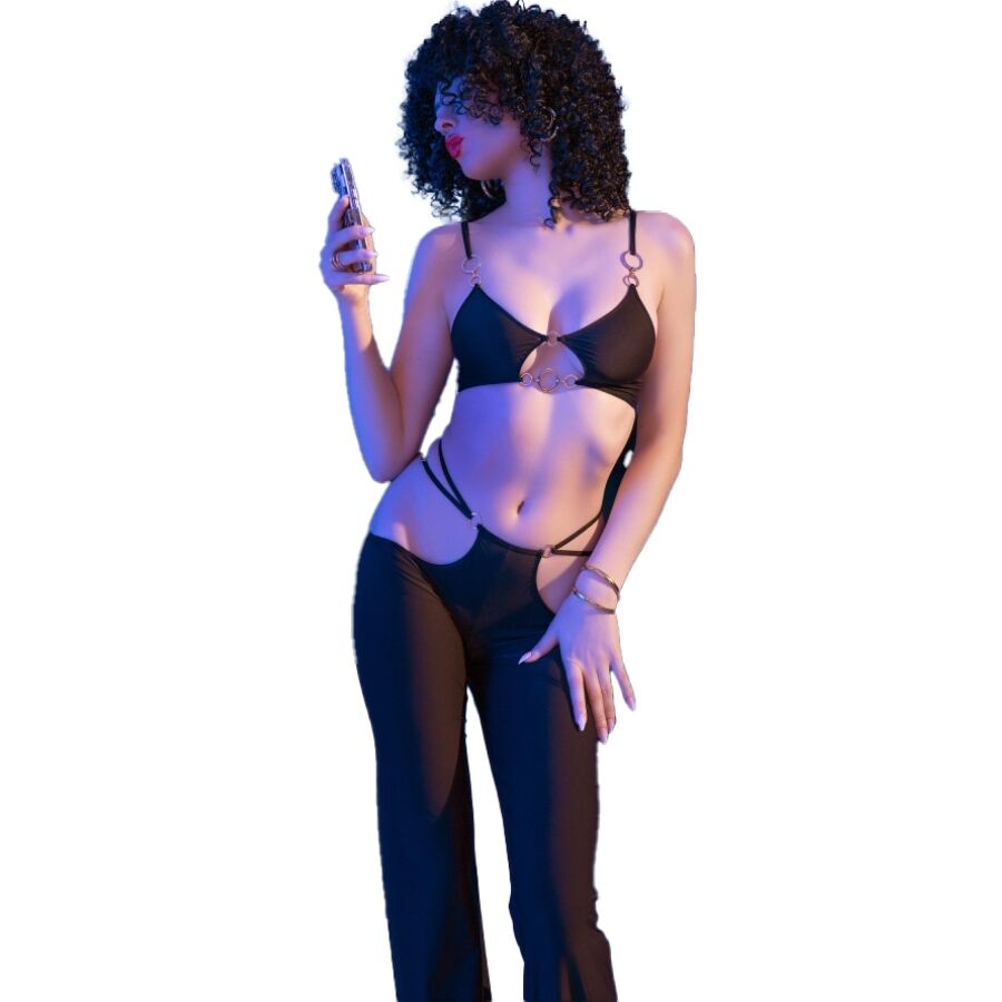 img_201480_1f077ab96b1e42d7b4c19fe2e542b7e6_1.jpg CHILIROSE - CR 4851 SET TOP NEGRO Y LEGGINS CON COMPLEMENTOS DORADOS