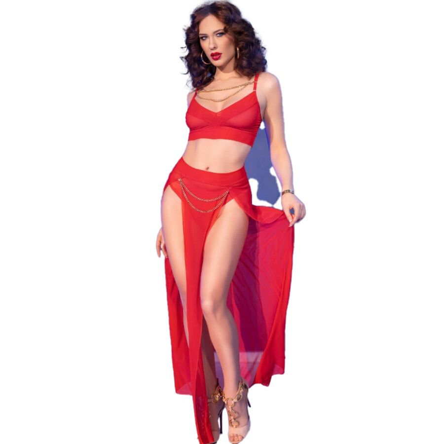 img_201526_0d3d5a1a9b55372496eb00b5c506b504_1.jpg CHILIROSE - CR 4850 SET TOP ROJO Y LEGGINS CON COMPLEMENTOS DORADOS S