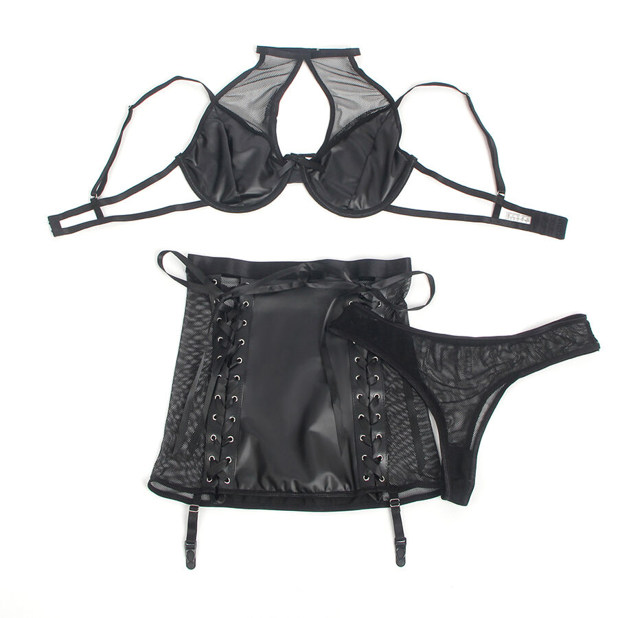 img_203412_07e3d2c3690204d306b91b5c3afe375a_1.jpg SUBBLIME - 957582 CONJUNTO SUJETADOR Y FALDA DE CUERO NEGRO S/M