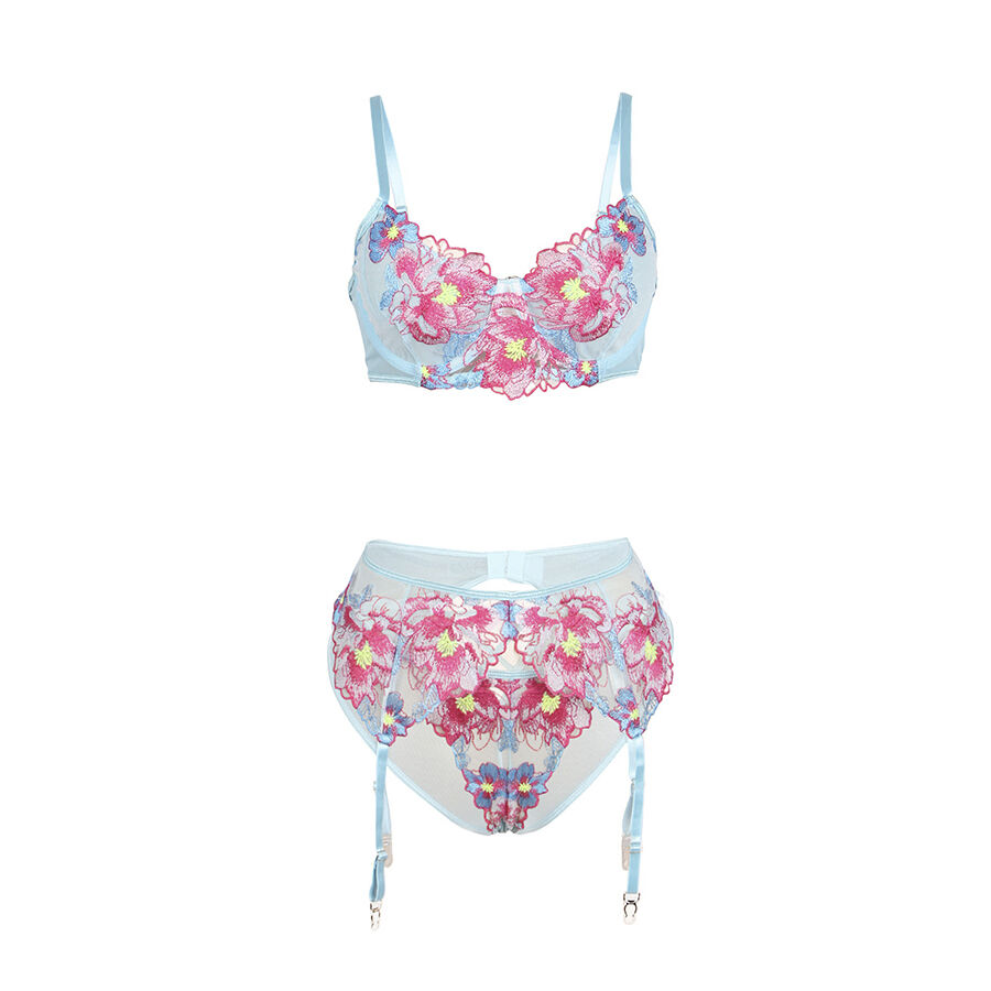 img_203553_56b6aaefca3527cf7660743b19458612_1.jpg SUBBLIME - 957643 CONJUNTO SUJETADOR Y LIGUERO CON BORDADOS DE FLORES ROSAS S/M