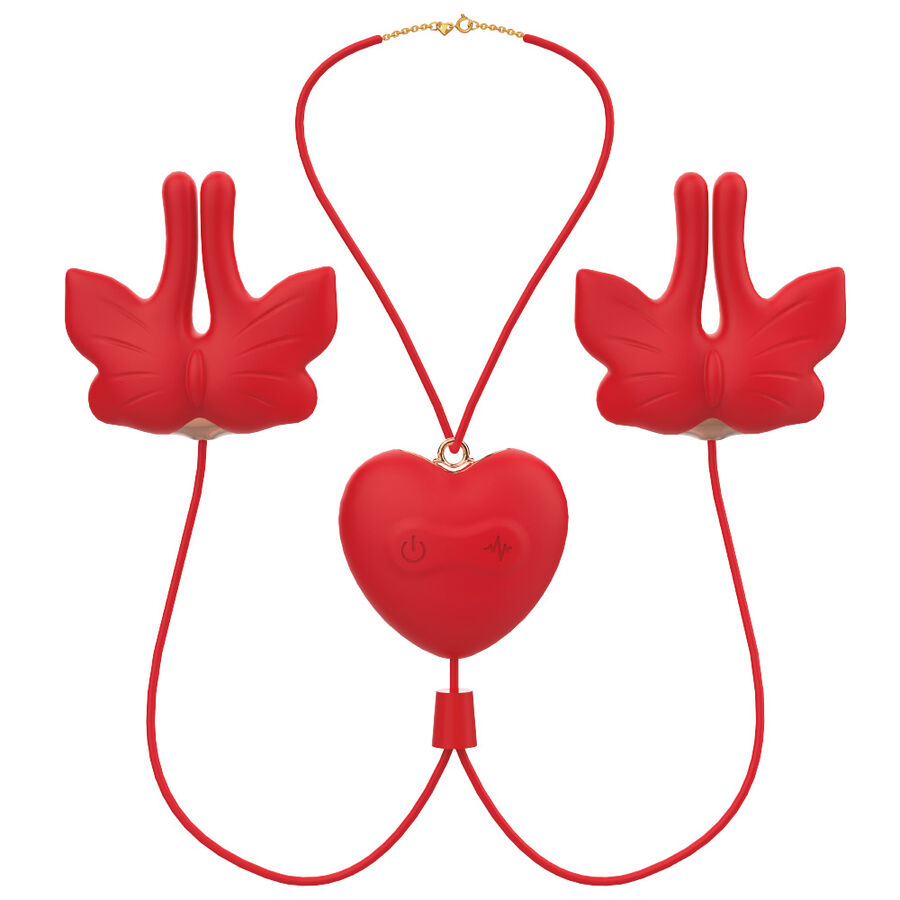 img_205124_a5ca03cf6afee36dabf92e8810bf576b_1.jpg ARMONY - MAGNETIC NIPPLE CLAMPS WITH VIBRATION BUTTERFLY SHAPE RED