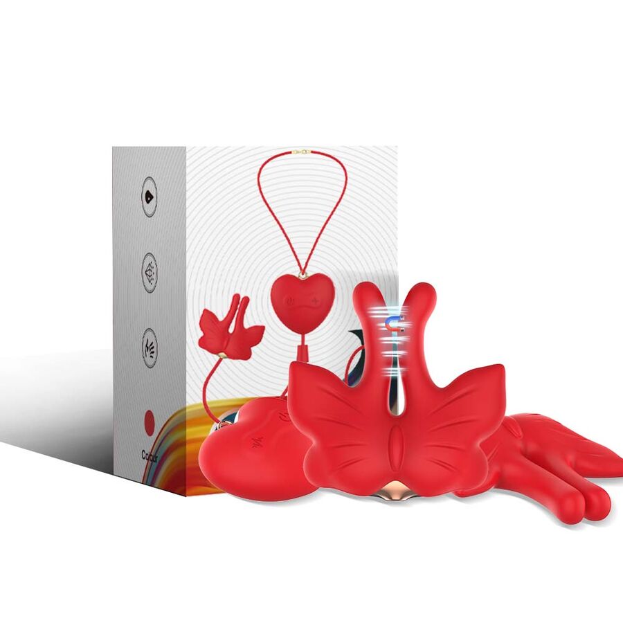 img_205130_b45bb56d11c6b1098d716fe352e98bd5_1.jpg ARMONY - MAGNETIC NIPPLE CLAMPS WITH VIBRATION BUTTERFLY SHAPE RED