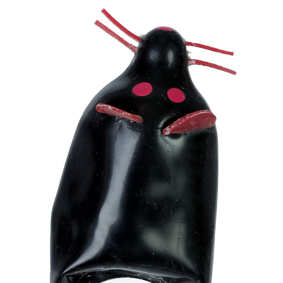 img_205846_805558fc87c61a25b39d09bf93b3a93f_1.jpg CONDOMERIE - PRESERVATIVO DECORATIVO PINTADO A MANO RATÓN NEGRO XL