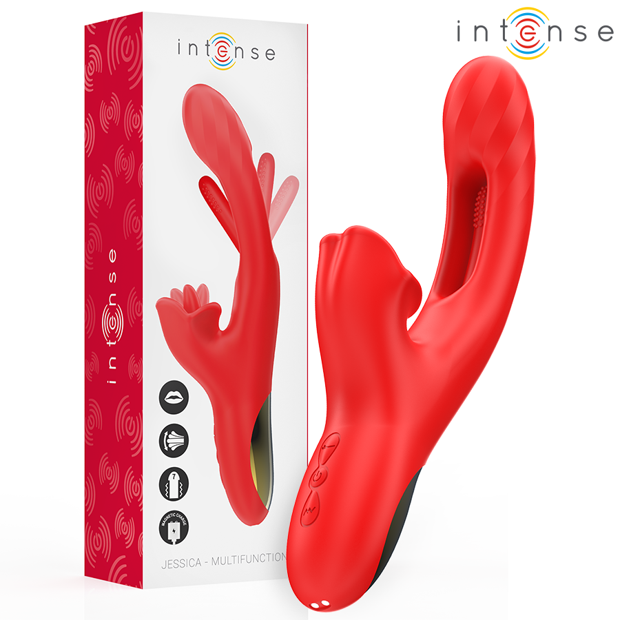img_206347_24cded05df7e1ad87c834c65d3fccc8d_1.png INTENSE - JESSICA VIBRADOR MULTIFUNCIÓN ESTIMULACIÓN CLÍTORIS 24.8 CM ROJO