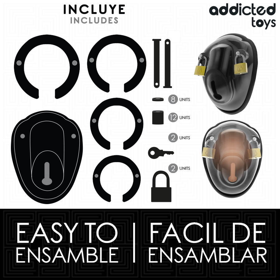 img_207056_e32608c98ed73df8453e2a345fc231e6_1.png ADDICTED TOYS LOCKED - KEYLESS RESTRAINT JAULA PARA PENE 11,5 CM