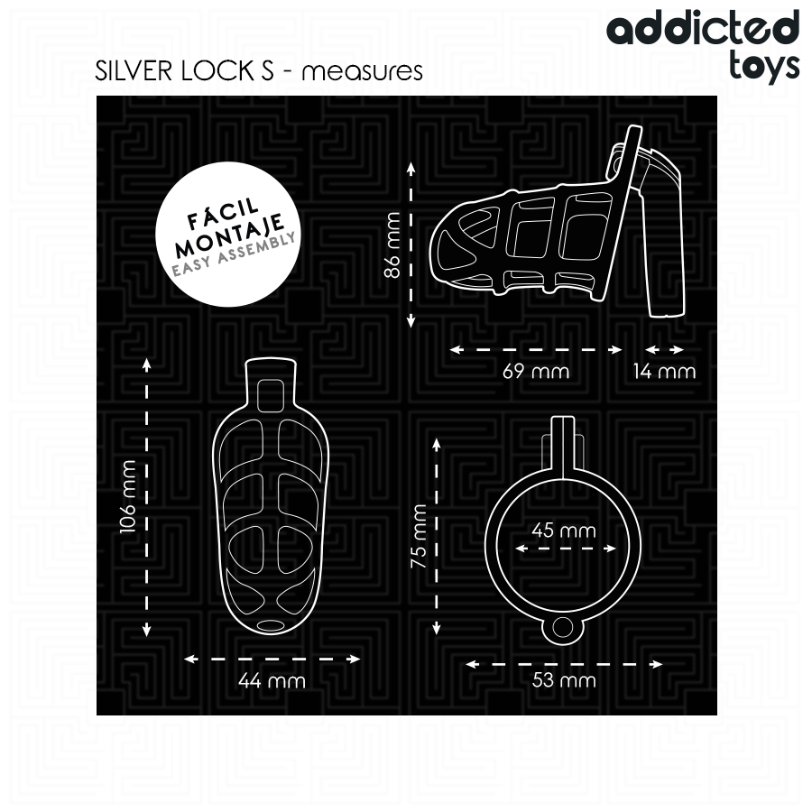 img_207140_1b22bc792d6db7c6cab91c62180a610b_1.png ADDICTED TOYS LOCKED - SILVER LOCK JAULA PARA PENE DE METAL TALLA S