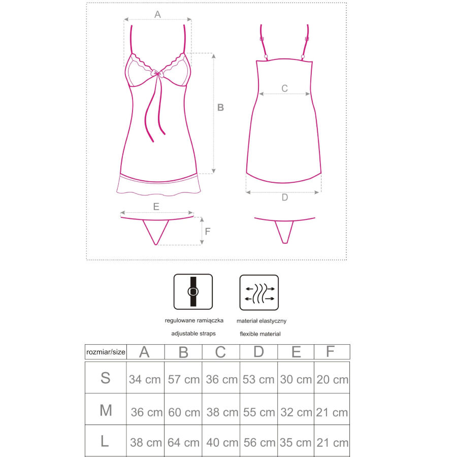 LIVCO CORSETTI FASHION - HYEONA 1710 BABYDOLL + TANGA ROSA S